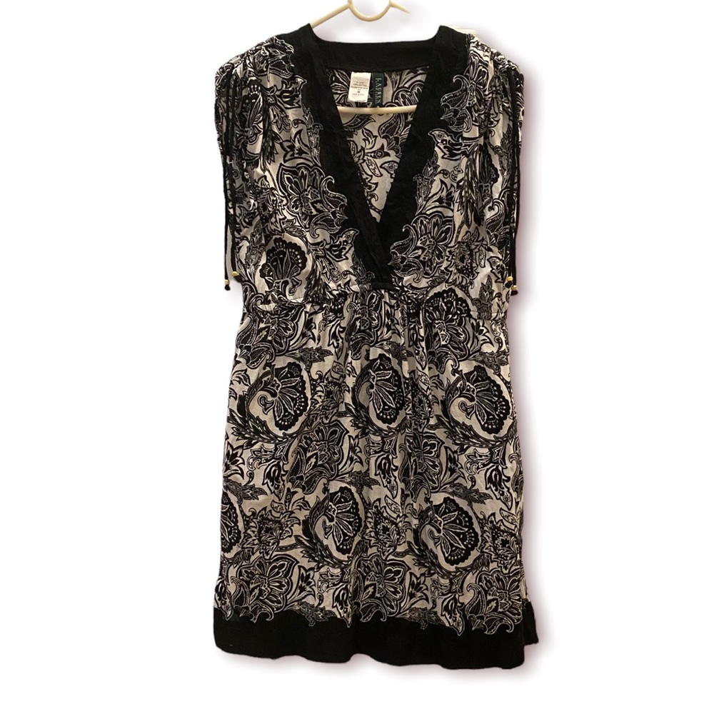 Ralph Lauren Women's Black White Cover-Up Shirtdress Sz M